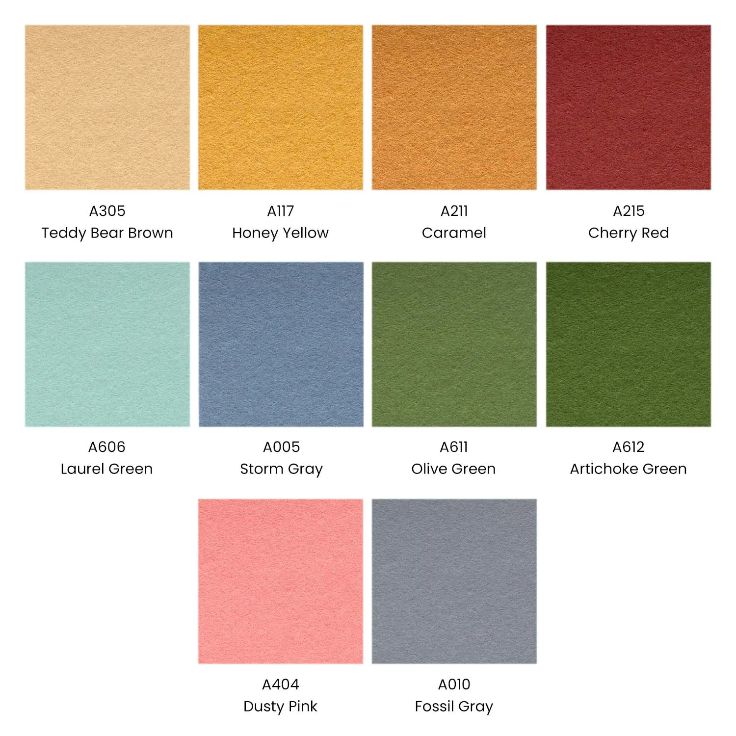 Stiff & Soft Felt Fabric, Earth Tones - Set of 50 Sheets