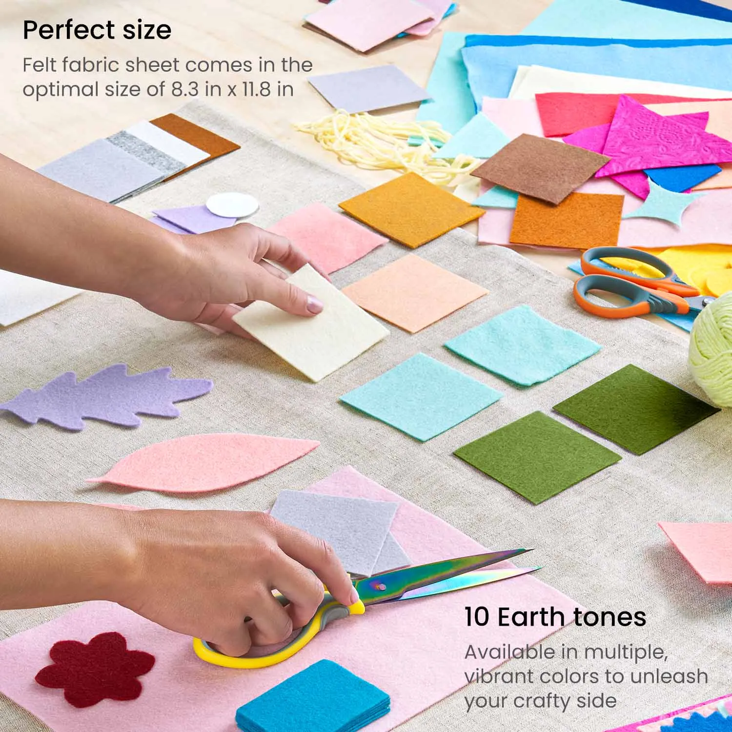 Stiff & Soft Felt Fabric, Earth Tones - Set of 50 Sheets