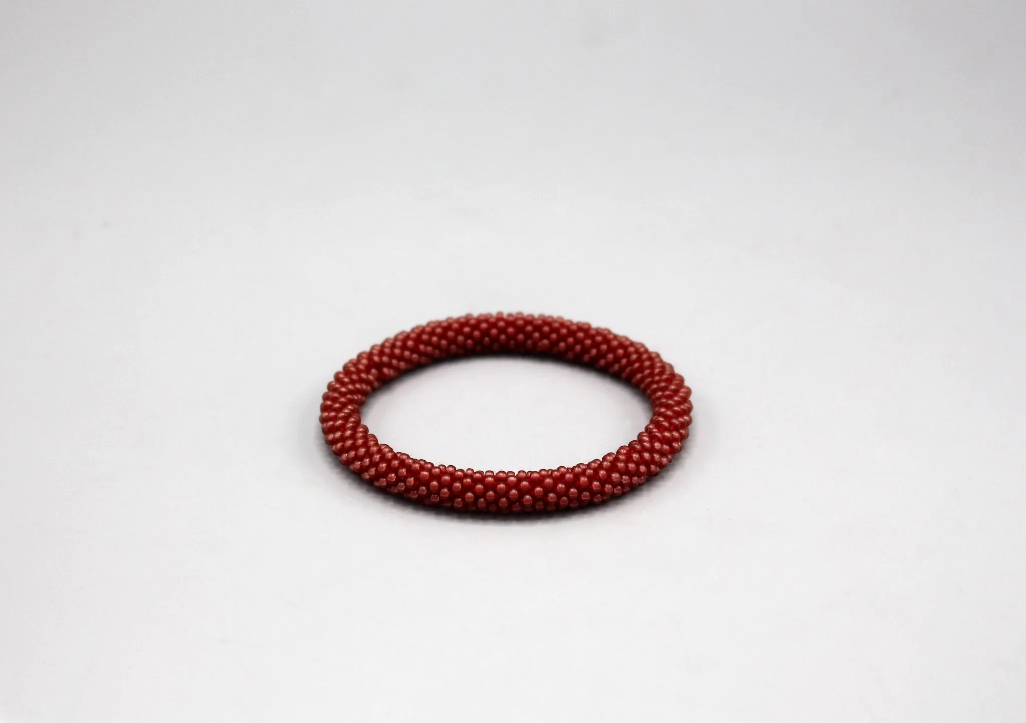Stylish Maroon Glass Beads Roll on Bracelet