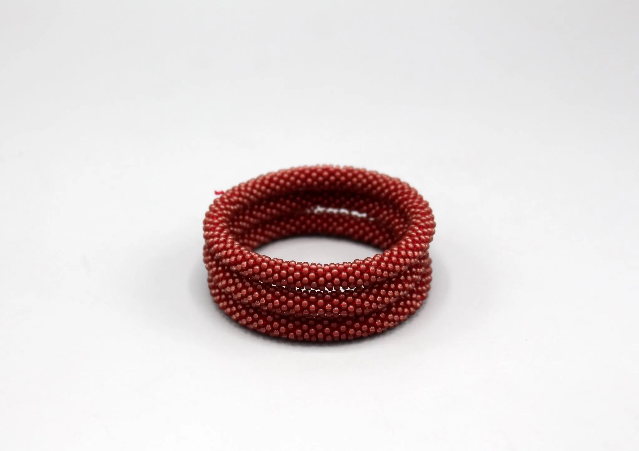 Stylish Maroon Glass Beads Roll on Bracelet