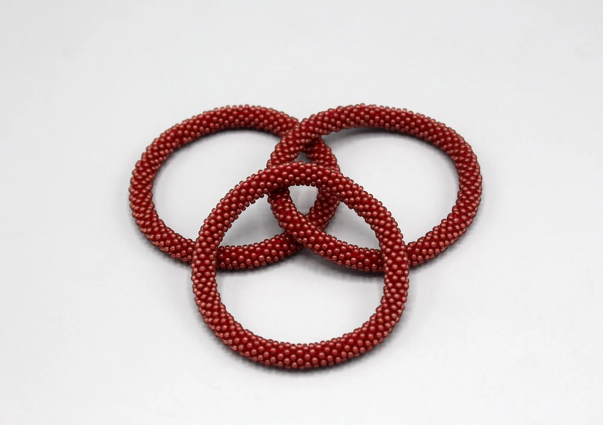 Stylish Maroon Glass Beads Roll on Bracelet