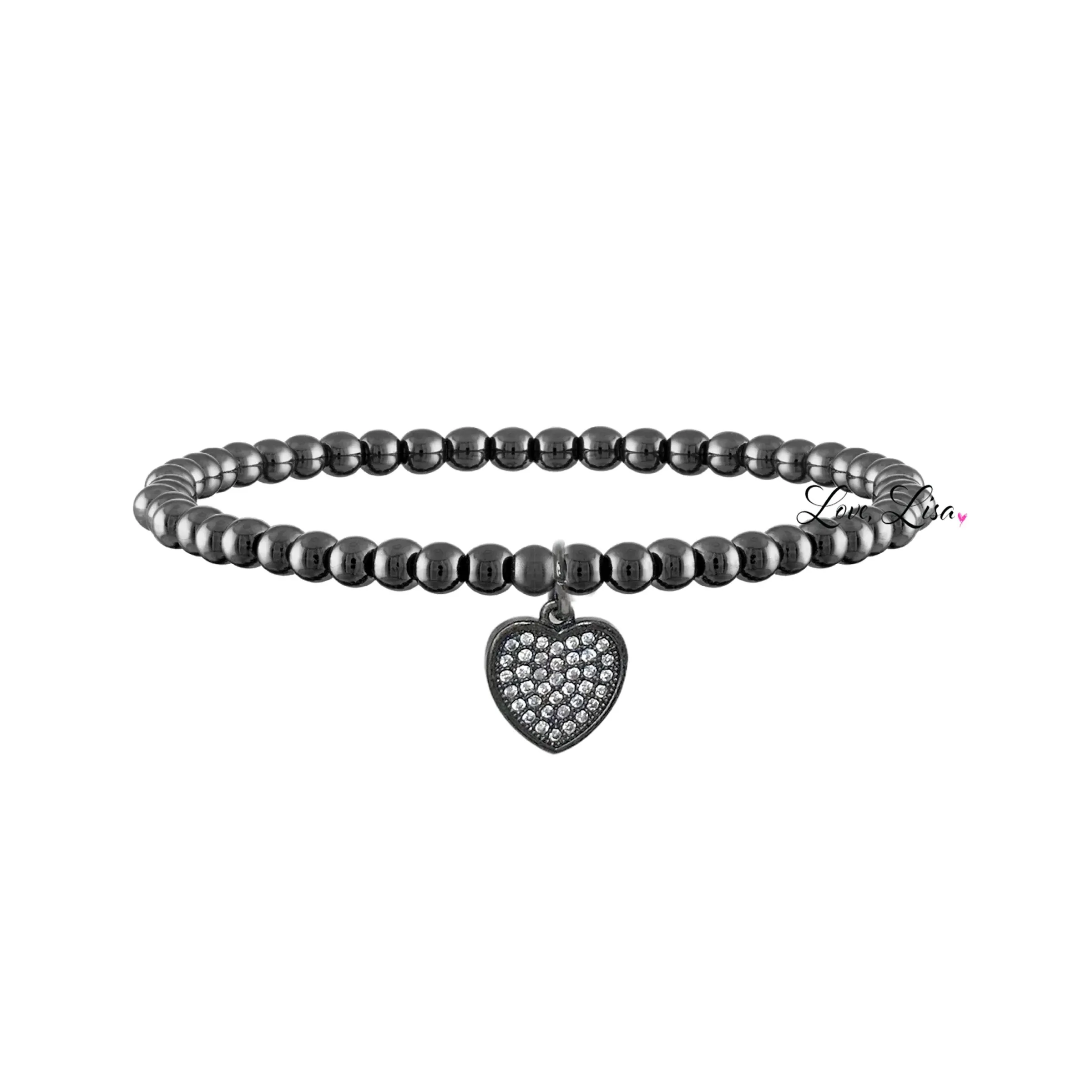 Sweetest Little Heart Charm Beaded Bracelet