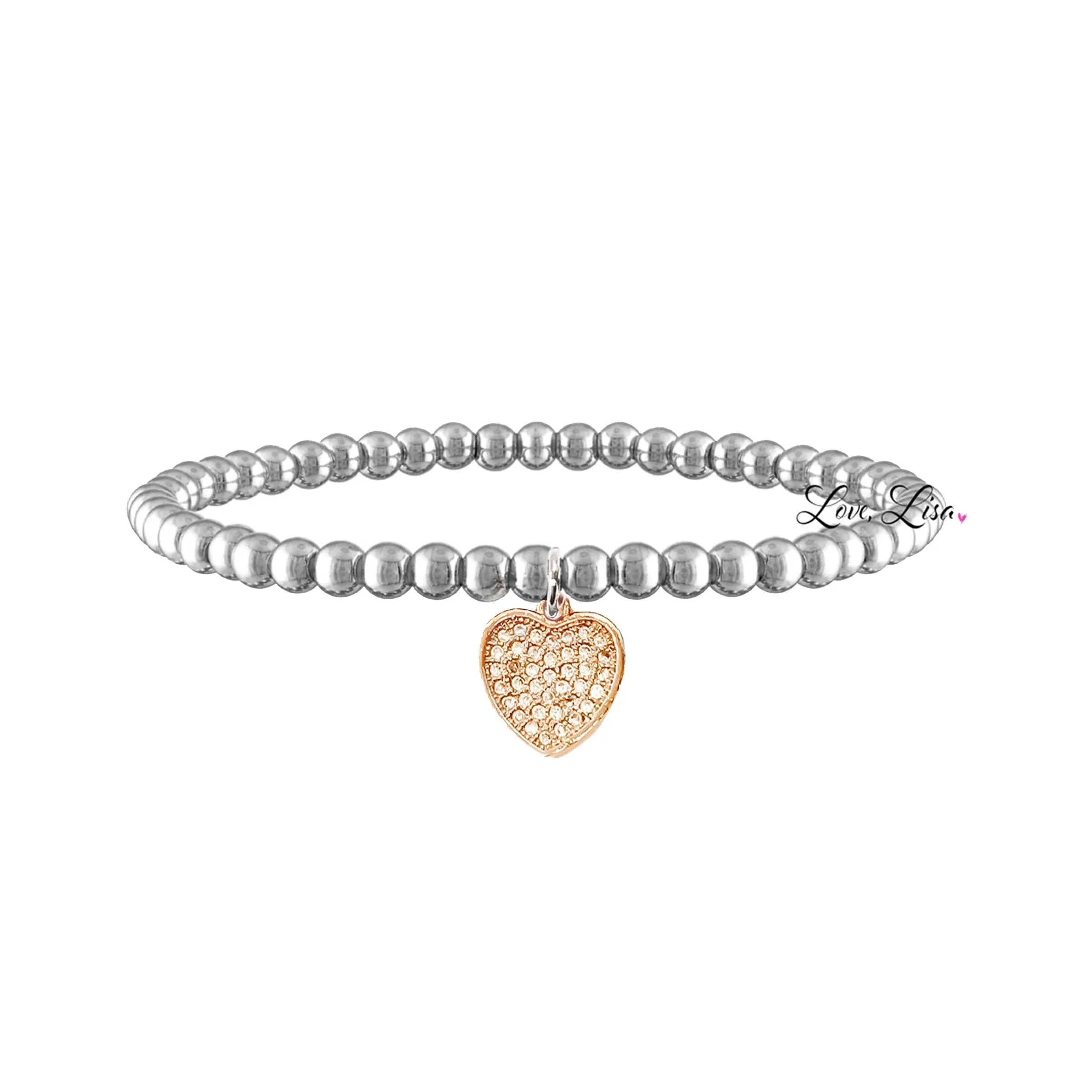 Sweetest Little Heart Charm Beaded Bracelet
