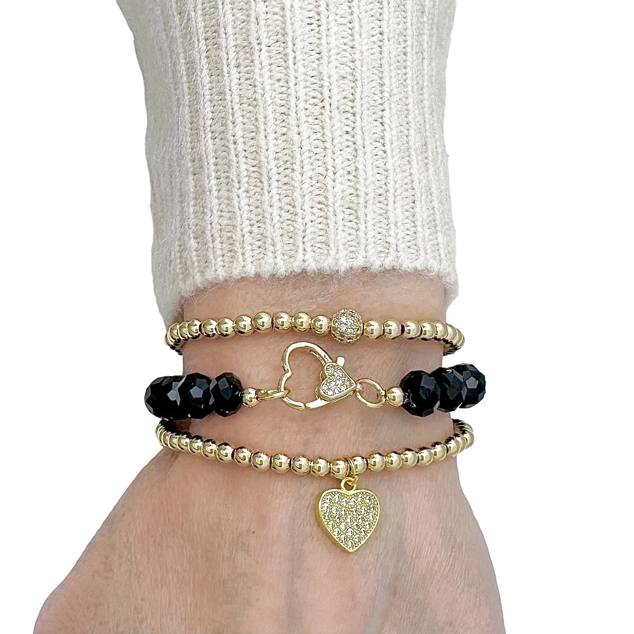 Sweetest Little Heart Charm Beaded Bracelet