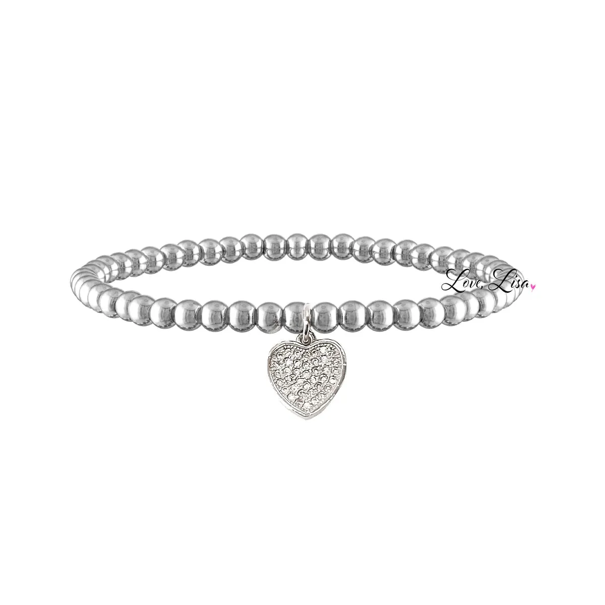 Sweetest Little Heart Charm Beaded Bracelet