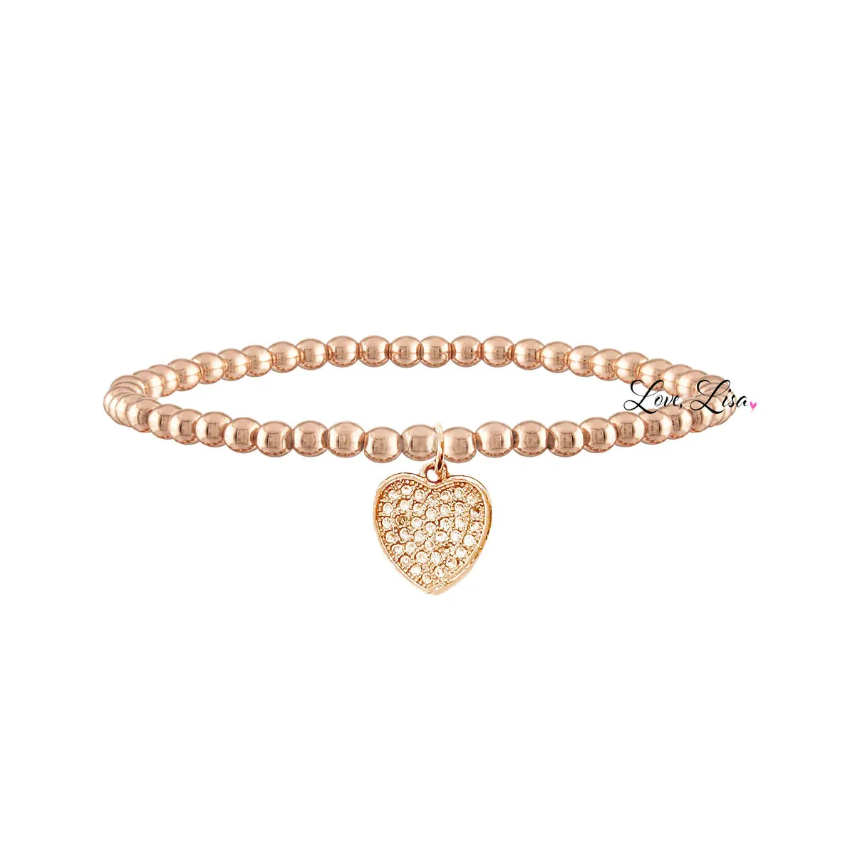 Sweetest Little Heart Charm Beaded Bracelet