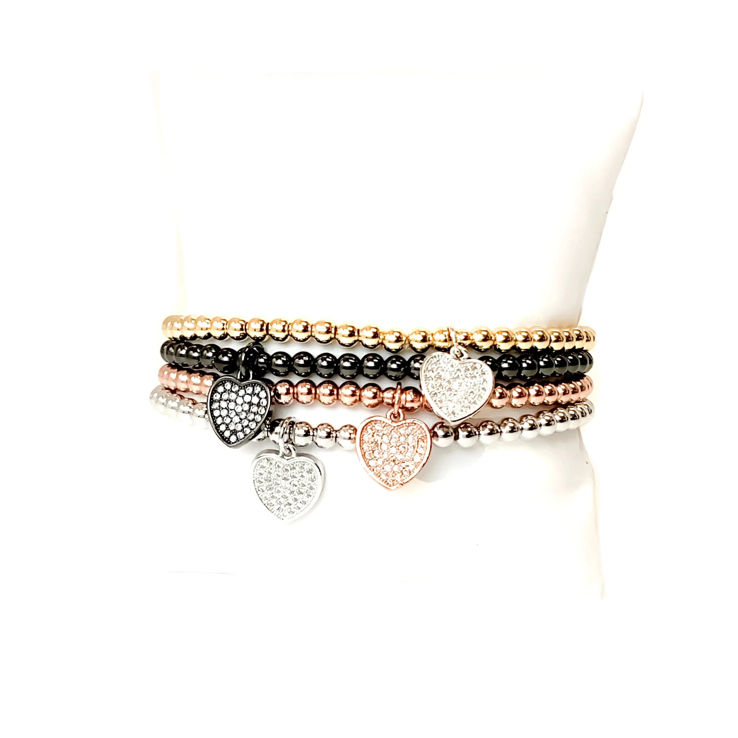 Sweetest Little Heart Charm Beaded Bracelet