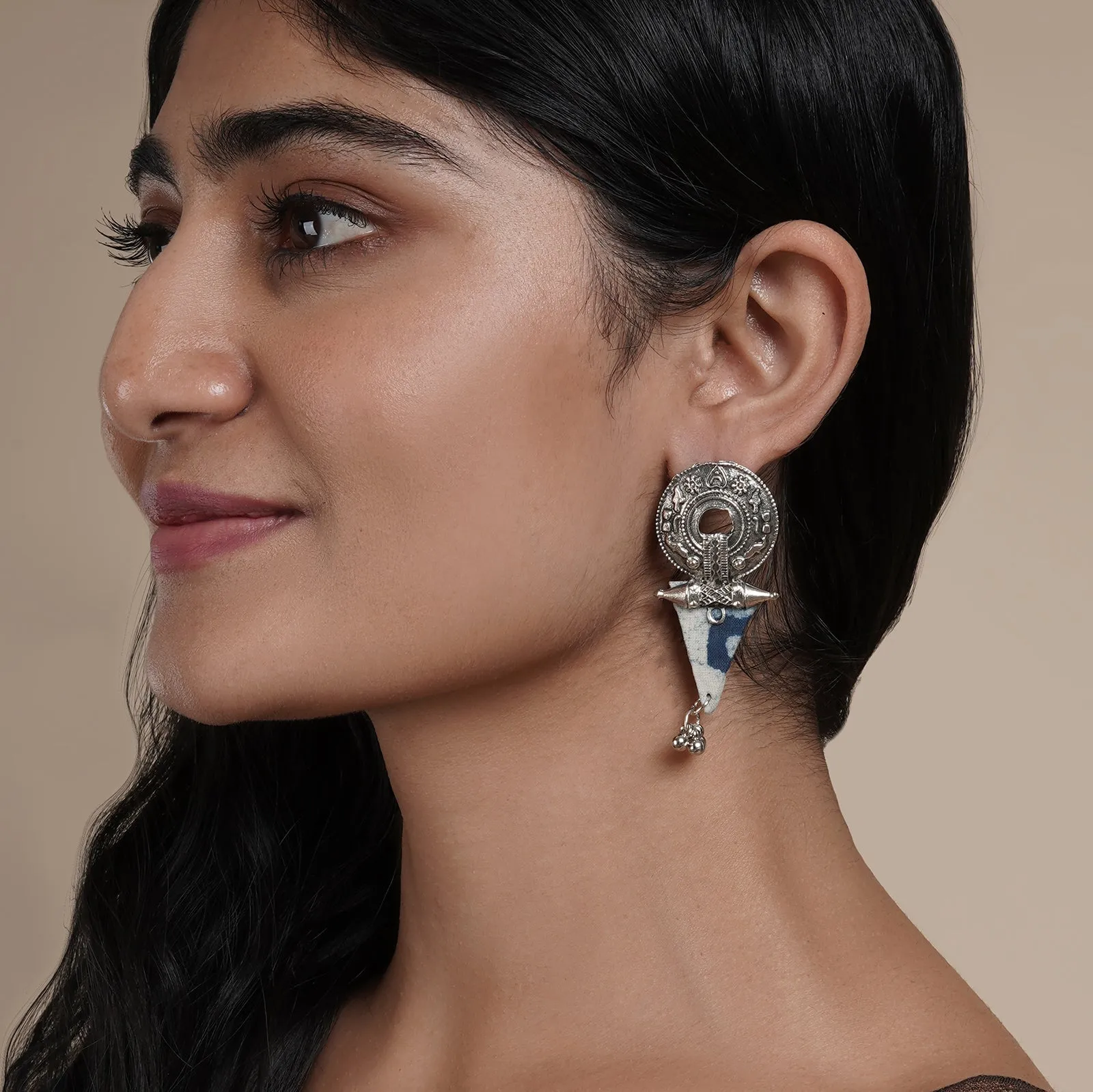 Teejh Nainaika Indigo Blue Fabric Earring