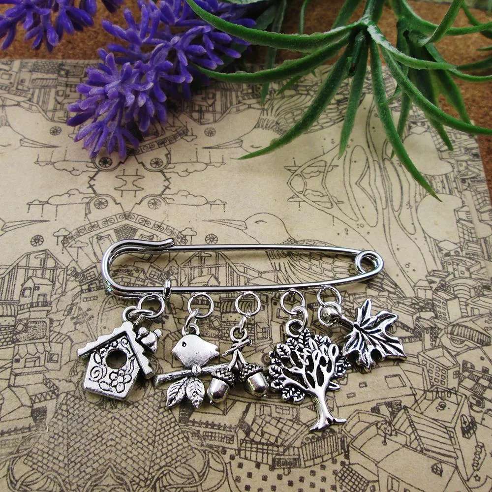 The Hazelnut Tree Charm Brooch
