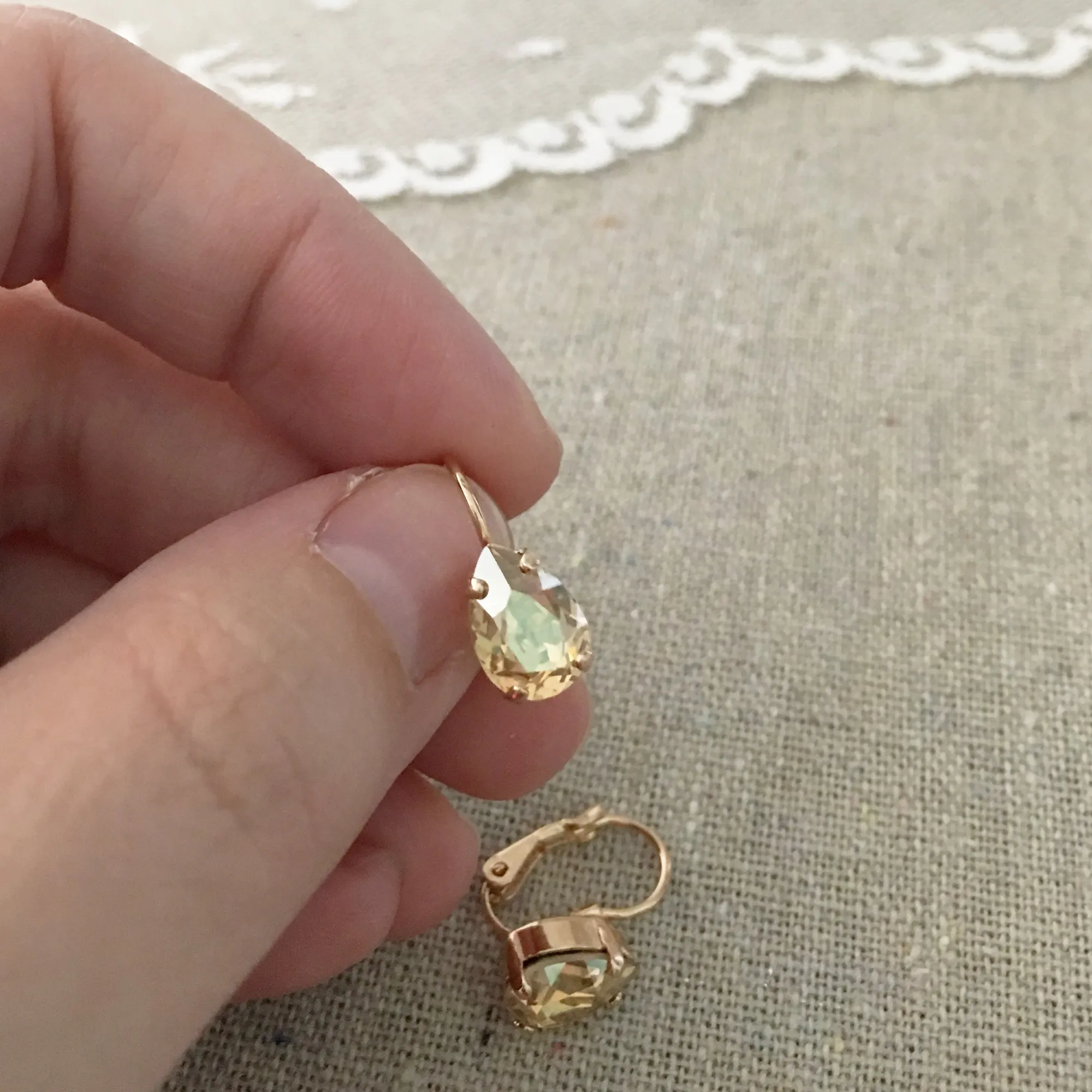 Tiny Pear Leverback Earrings
