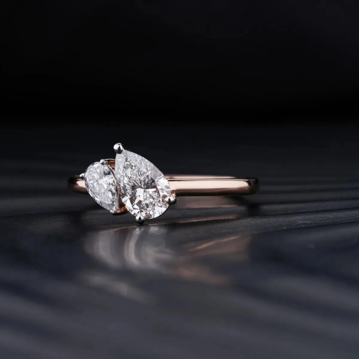 Toi Et Moi Double Pear Engagement Ring