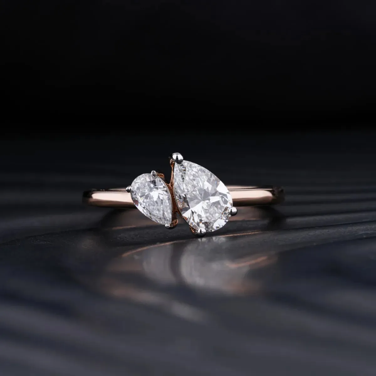Toi Et Moi Double Pear Engagement Ring