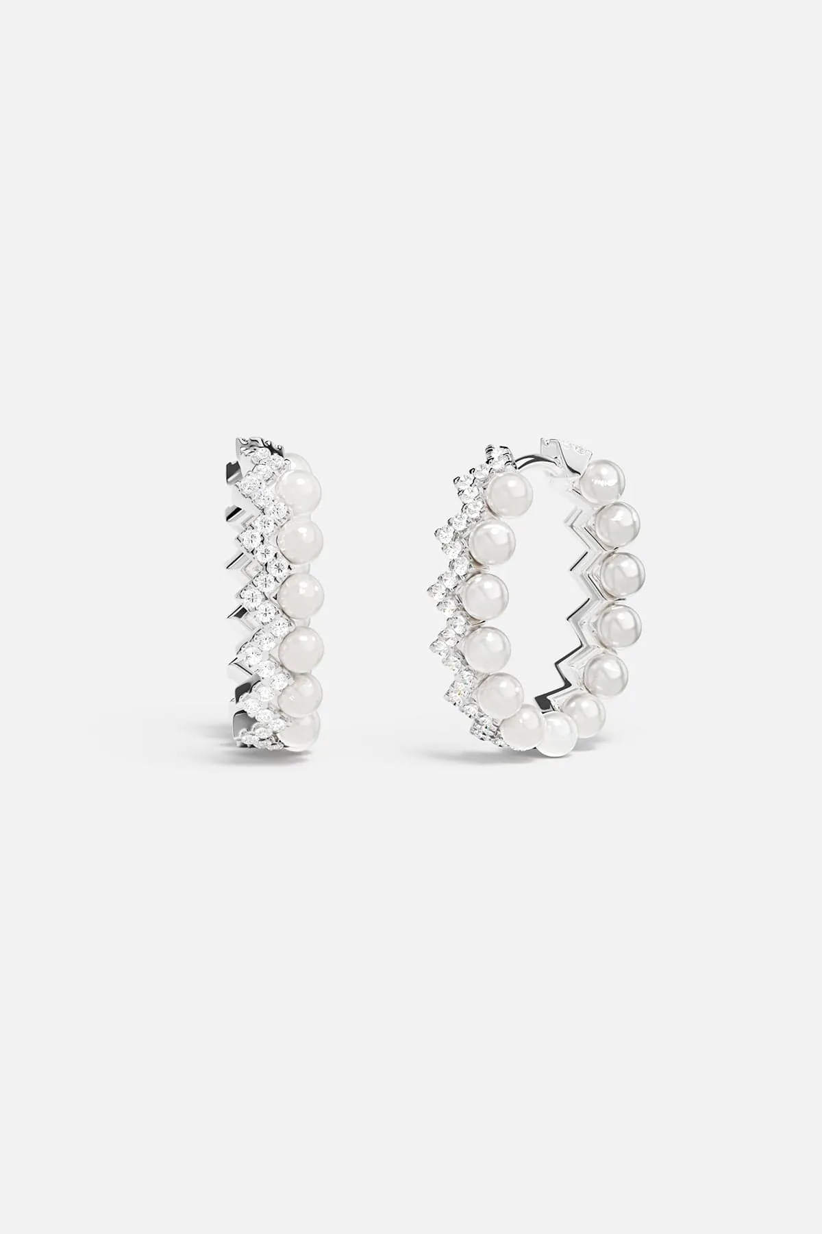 Up And Down Hoop Earrings with Pearls