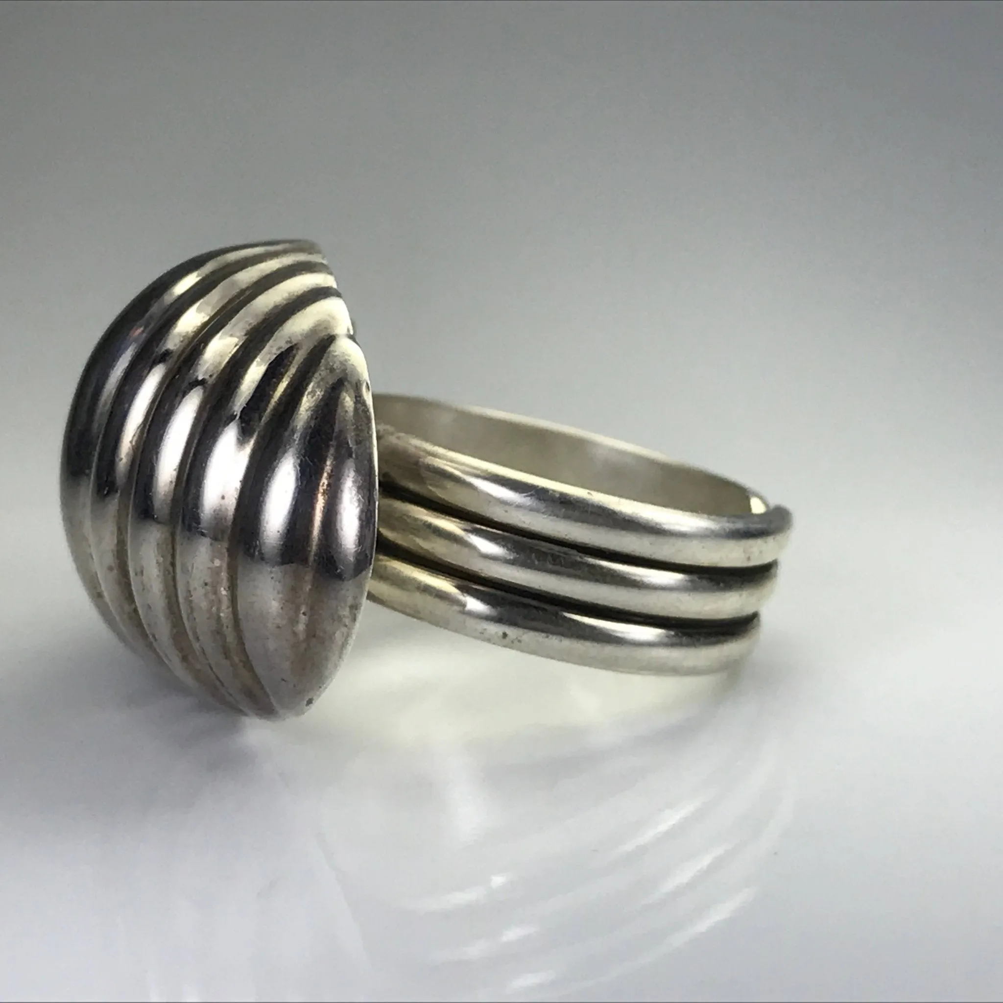 Upcycled Sterling Silver Ring. Sterling Silver Dome Ring. Recycled Estate Jewelry