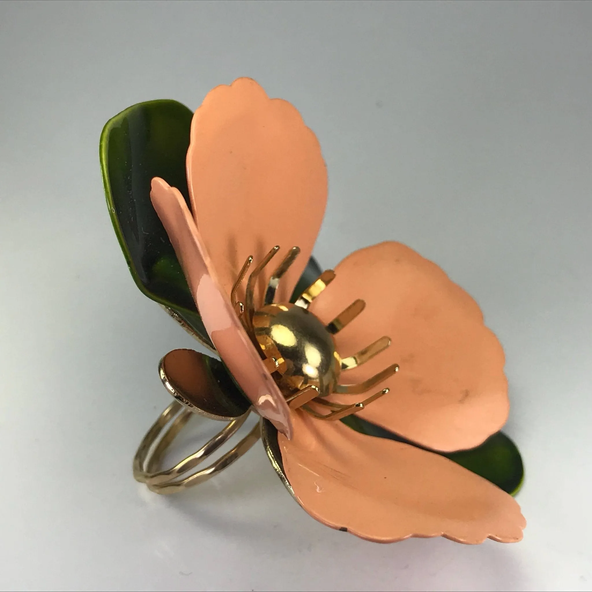 Upcycled Vintage Flower Ring. Water Lily Flower Ring. Vintage Recycled Jewelry. Sarah Coventry