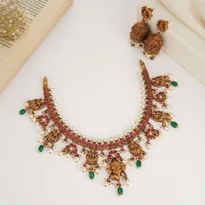 Vinagaya Lakshmi Short Necklace Set