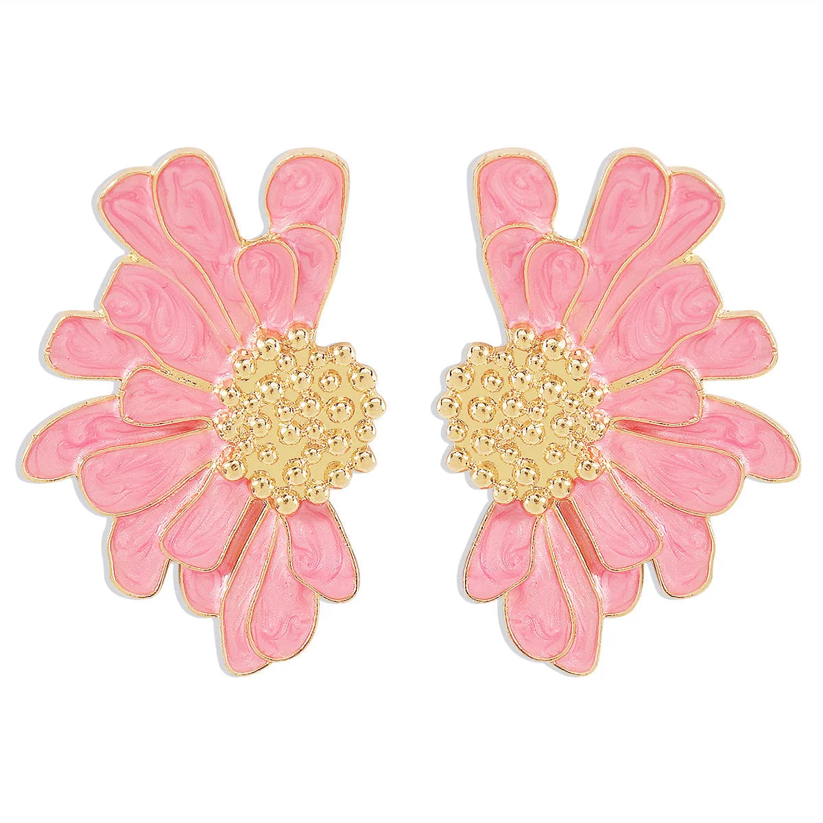 Vintage alloy floral stud earrings women's temperament textured floral earrings