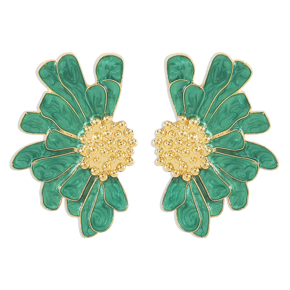 Vintage alloy floral stud earrings women's temperament textured floral earrings