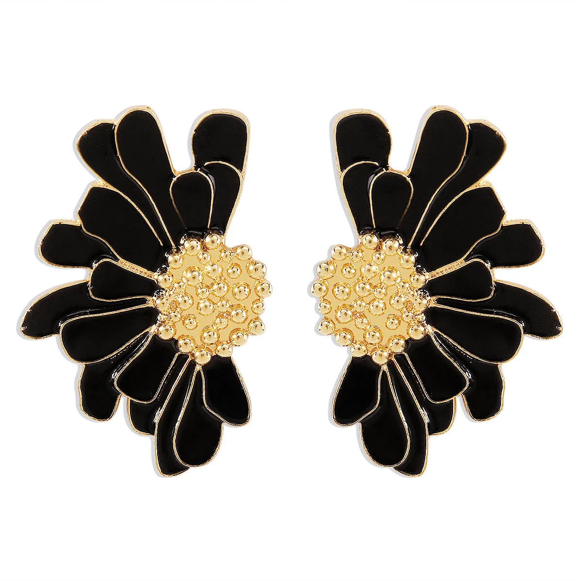Vintage alloy floral stud earrings women's temperament textured floral earrings
