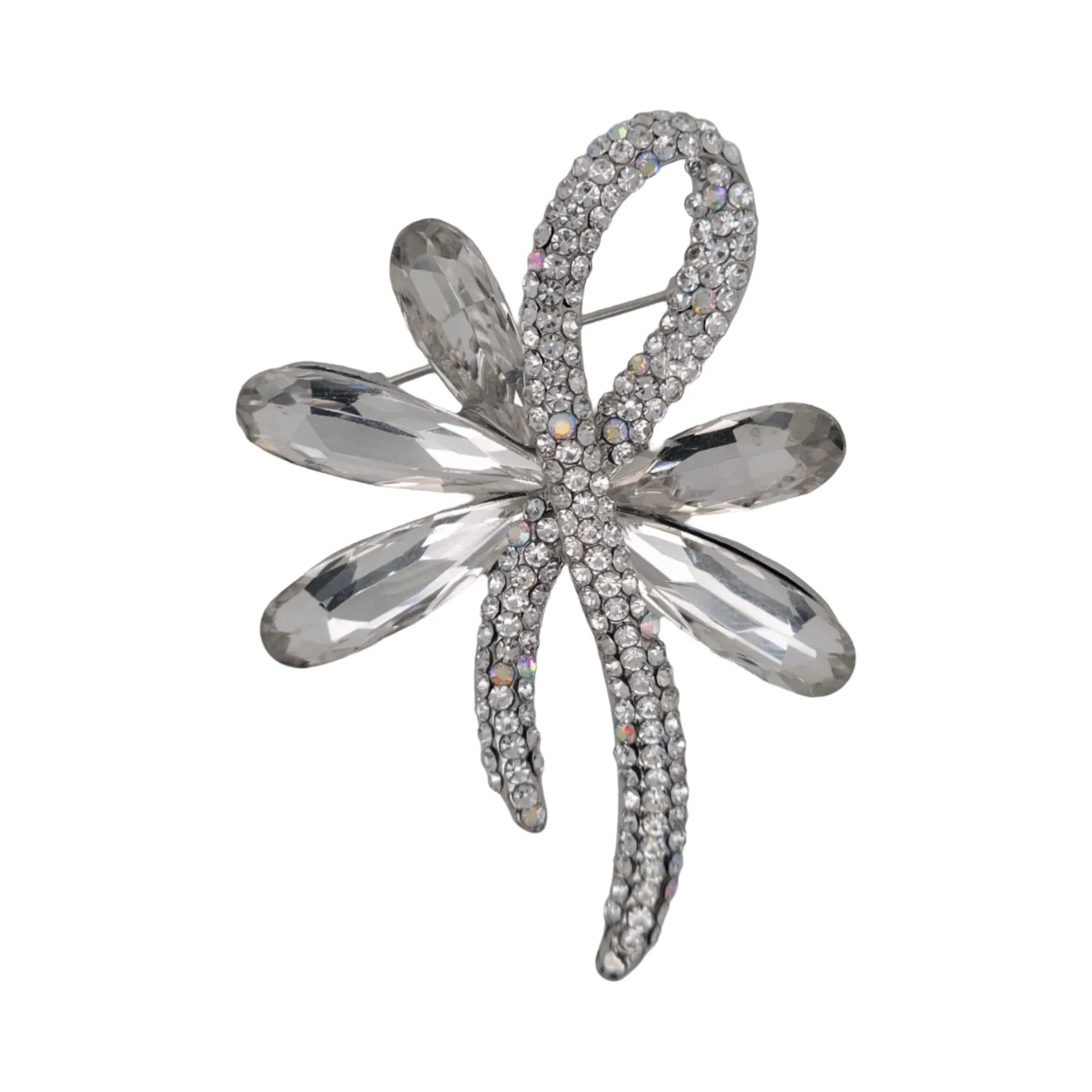 Wavy Rhinestone Brooch