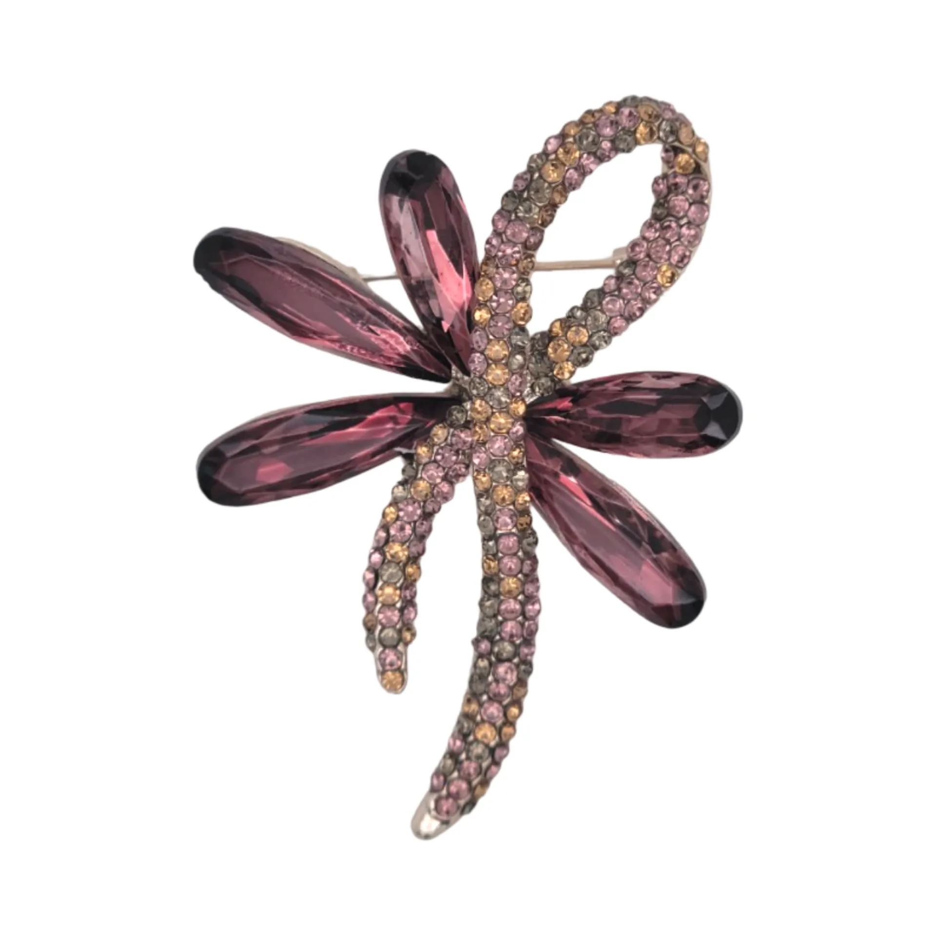 Wavy Rhinestone Brooch