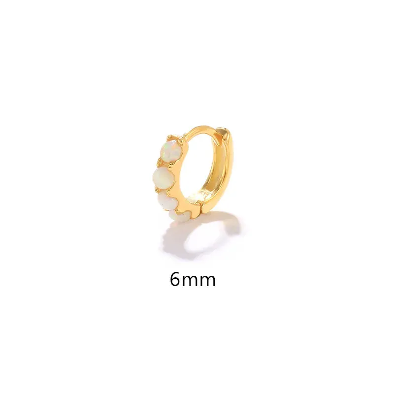 White Opal Stone Huggie Earring