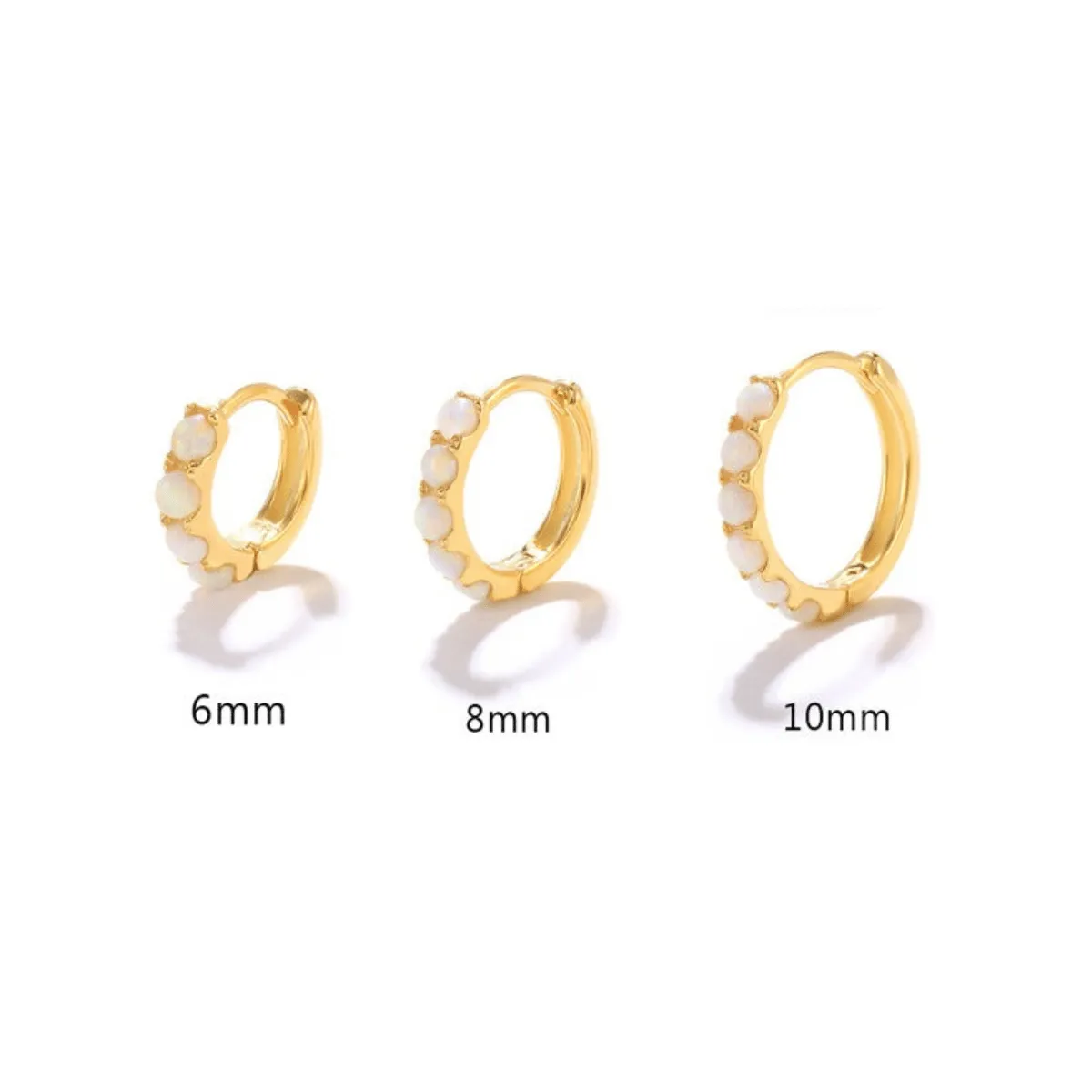 White Opal Stone Huggie Earring