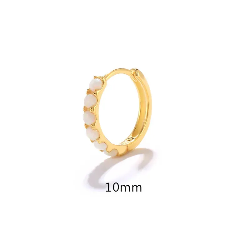 White Opal Stone Huggie Earring
