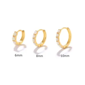 White Opal Stone Huggie Earring