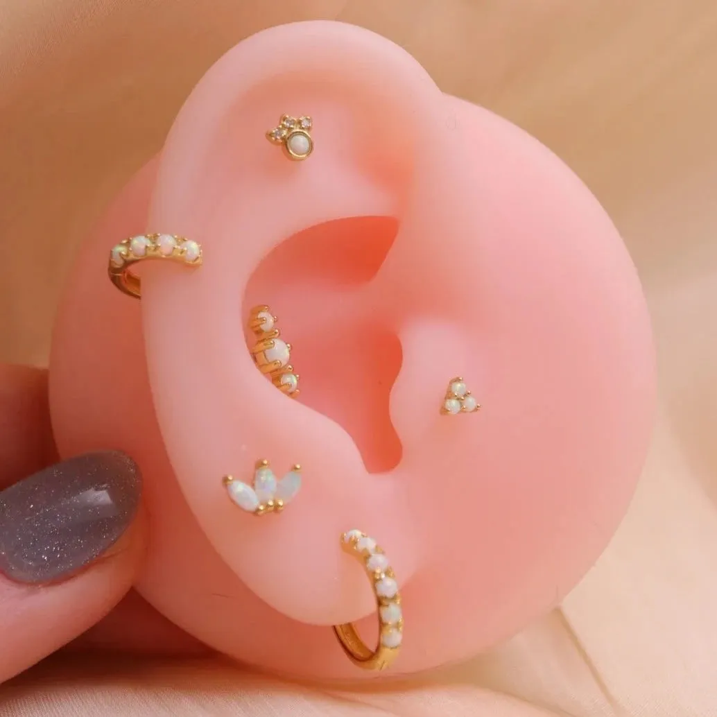 White Opal Stone Huggie Earring
