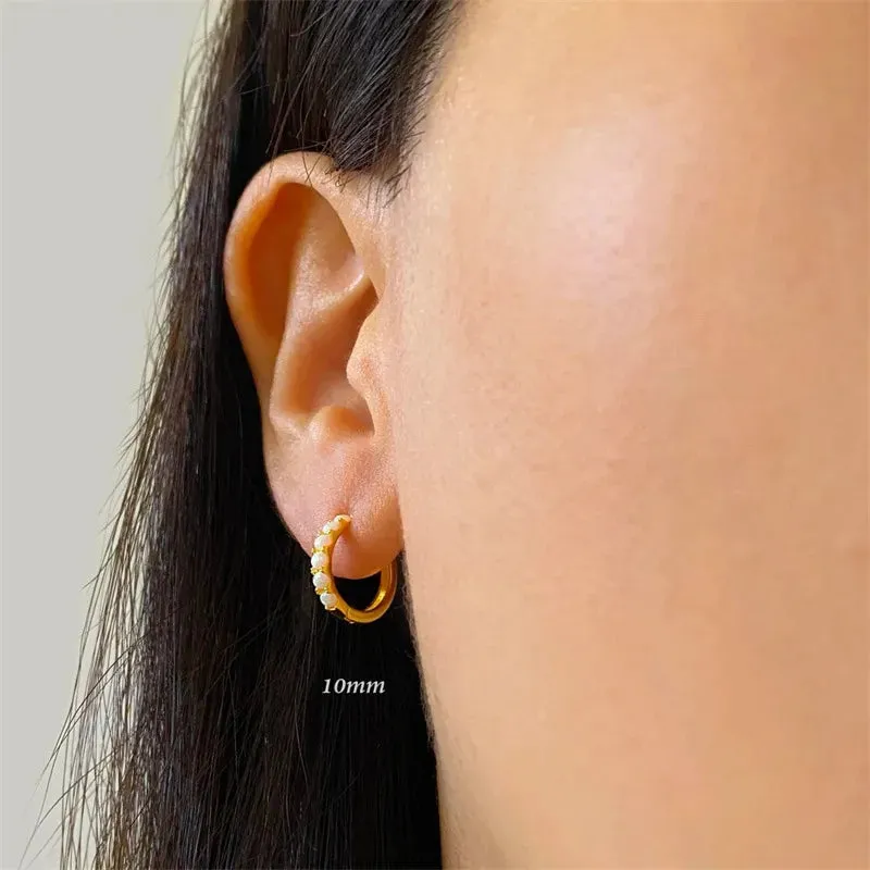 White Opal Stone Huggie Earring