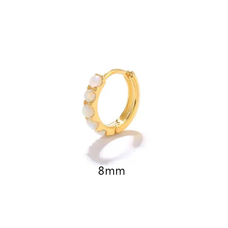 White Opal Stone Huggie Earring