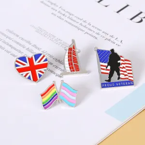 Wholesale Brooch Personality Creative American Map Oil Drip Alloy Brooch MOQ≥2 JDC-BC-baif002