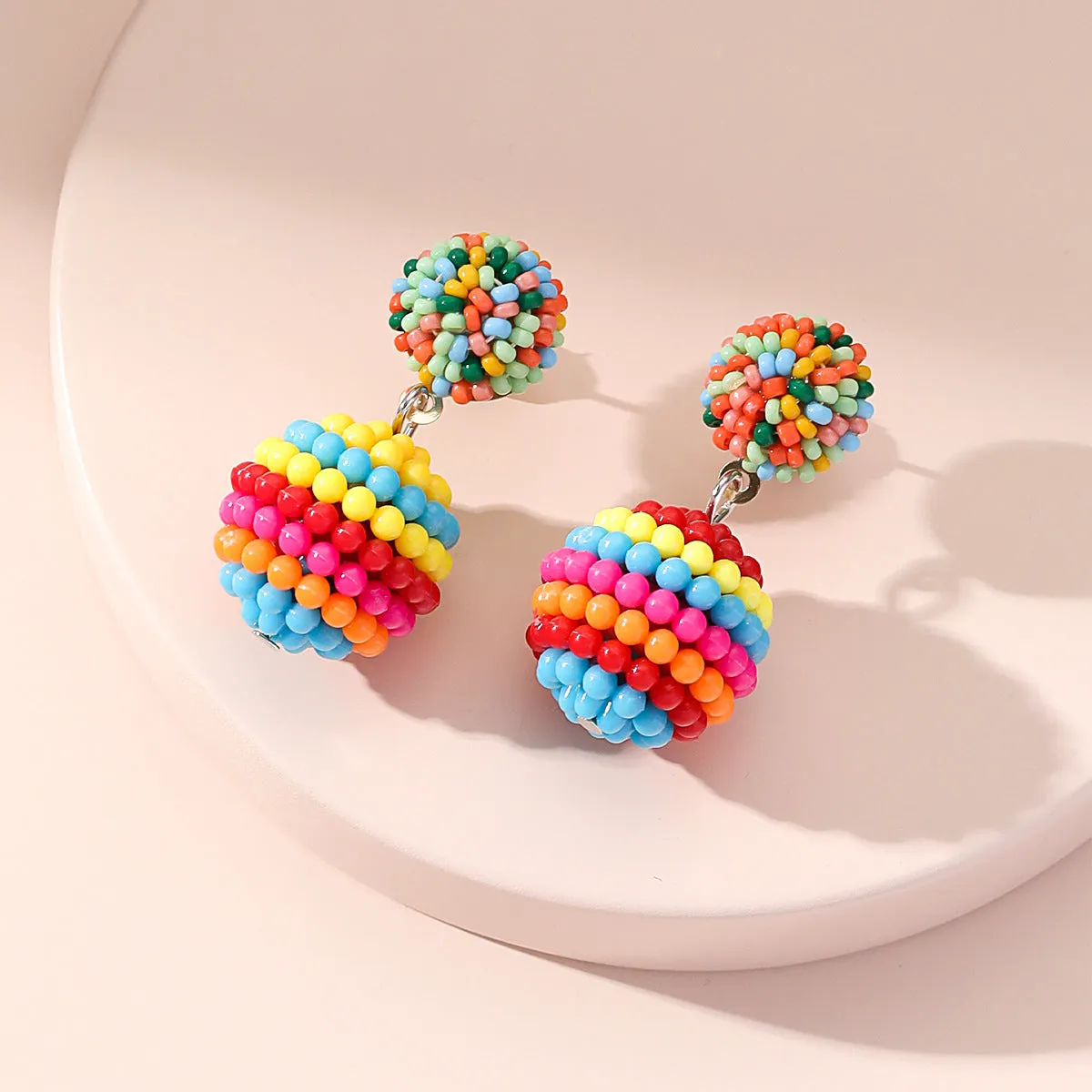 Wholesale of New Ball Small Fresh Colored Resin Earrings