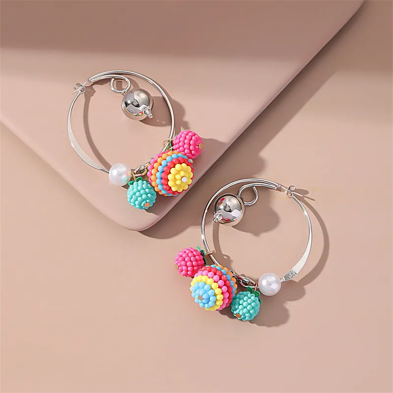 Wholesale of New Ball Small Fresh Colored Resin Earrings