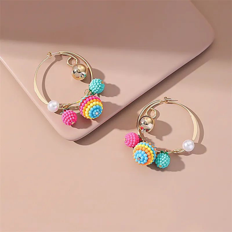 Wholesale of New Ball Small Fresh Colored Resin Earrings