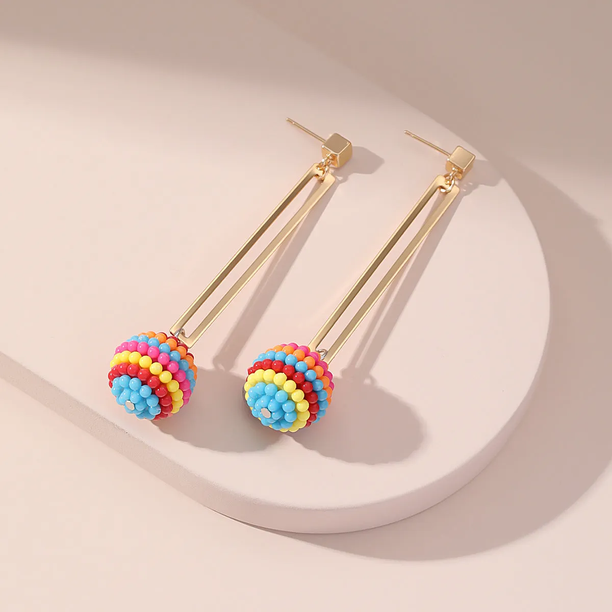 Wholesale of New Ball Small Fresh Colored Resin Earrings