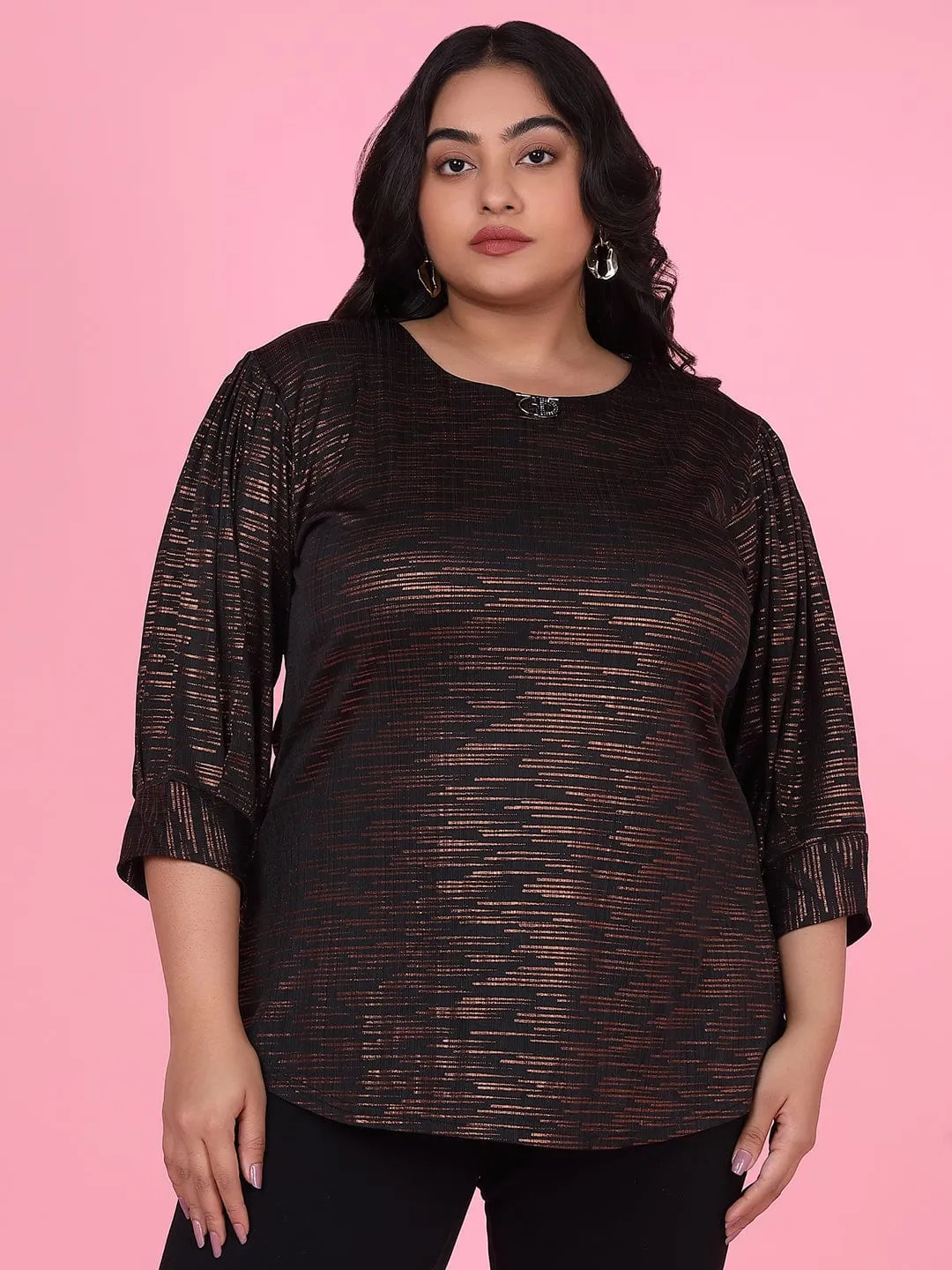 Women Brown Bell Sleeve Top