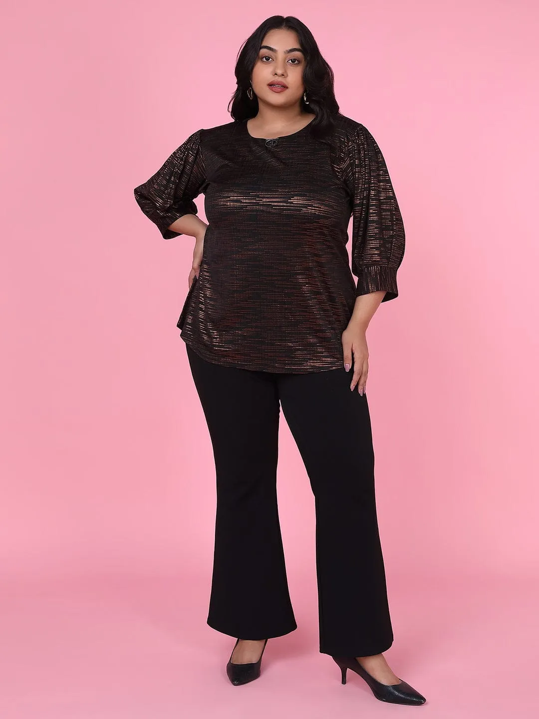 Women Brown Bell Sleeve Top
