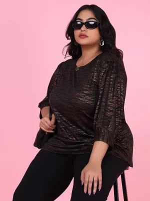 Women Brown Bell Sleeve Top