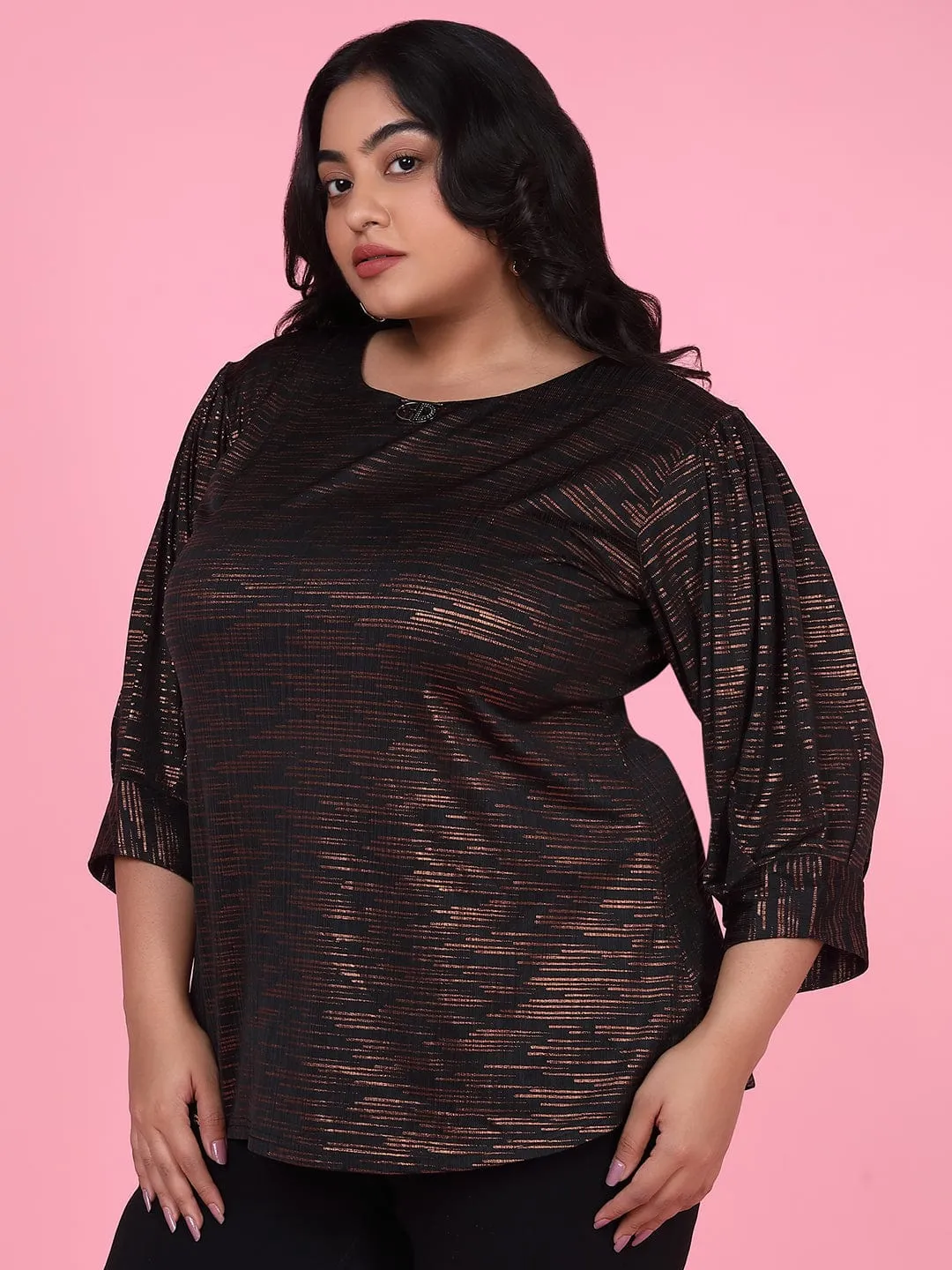Women Brown Bell Sleeve Top