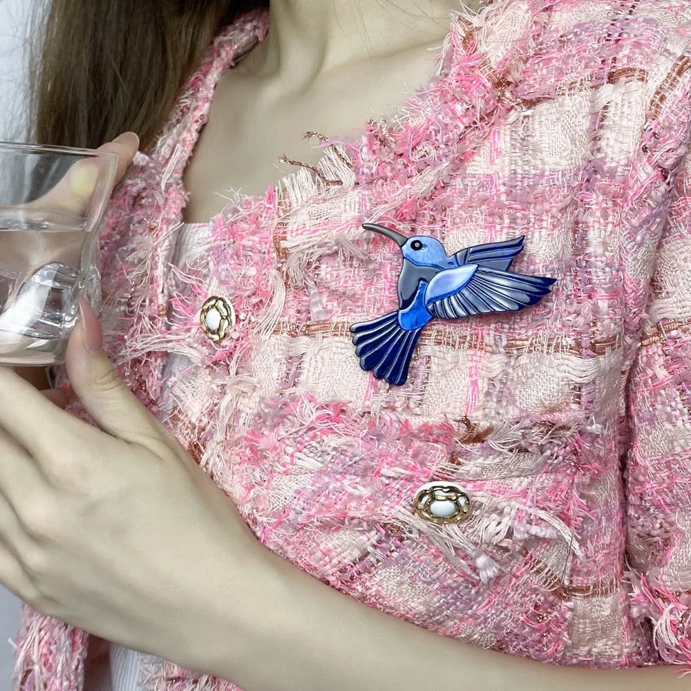 Woodland Blue Woodpecker Handmade Acrylic Brooch