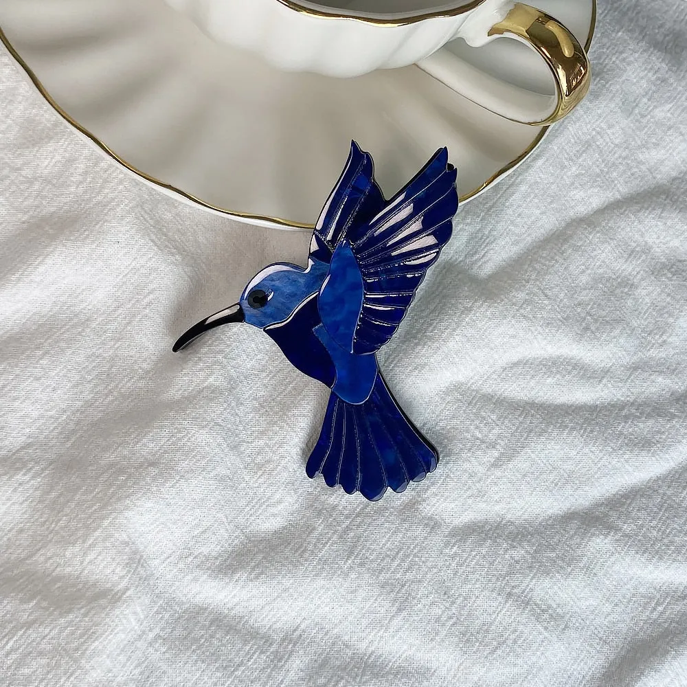 Woodland Blue Woodpecker Handmade Acrylic Brooch
