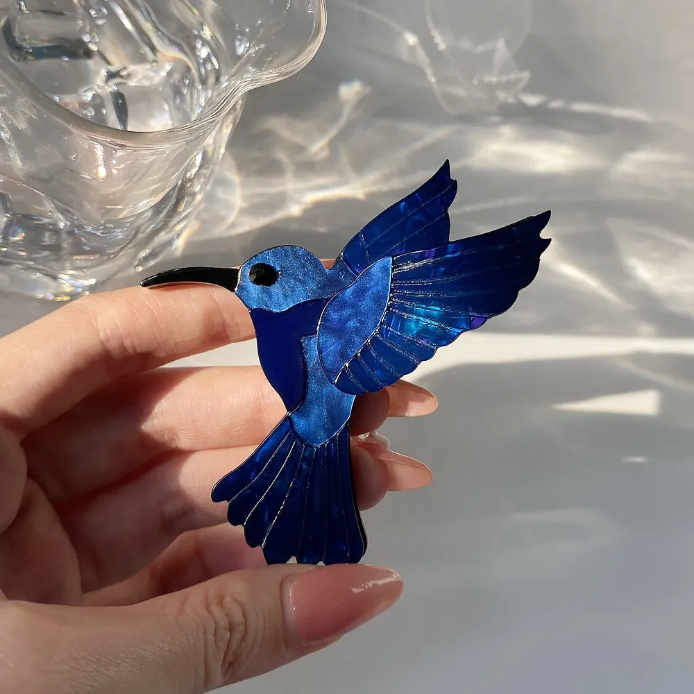 Woodland Blue Woodpecker Handmade Acrylic Brooch
