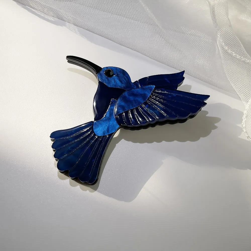 Woodland Blue Woodpecker Handmade Acrylic Brooch