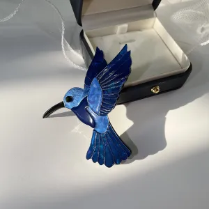 Woodland Blue Woodpecker Handmade Acrylic Brooch