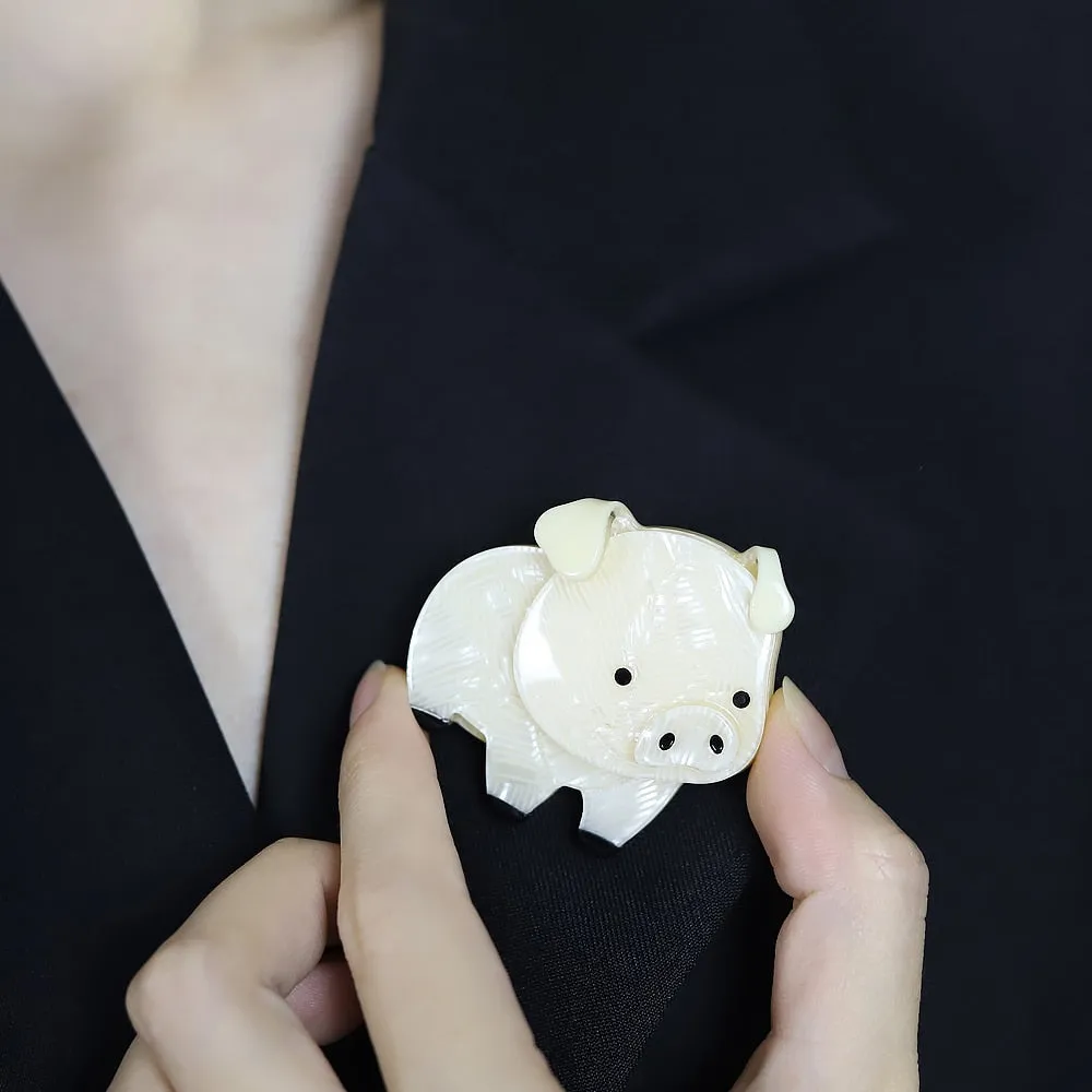 Woodland Piglet Handmade Acrylic Brooch