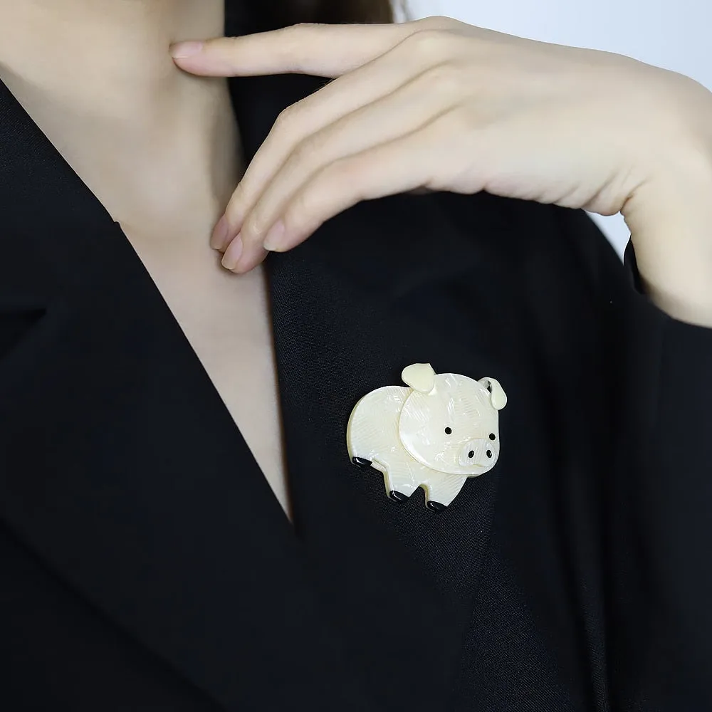 Woodland Piglet Handmade Acrylic Brooch