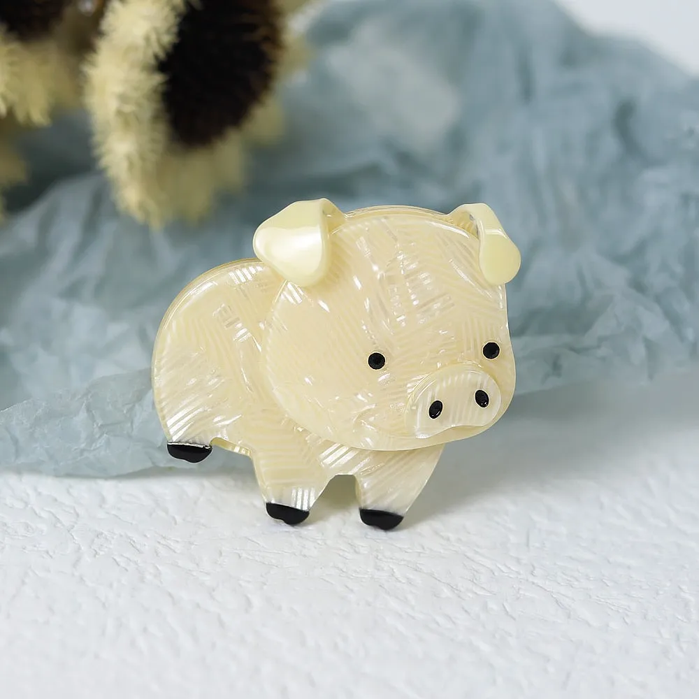 Woodland Piglet Handmade Acrylic Brooch