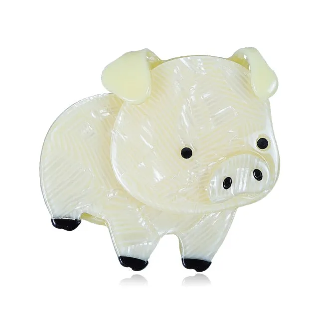 Woodland Piglet Handmade Acrylic Brooch